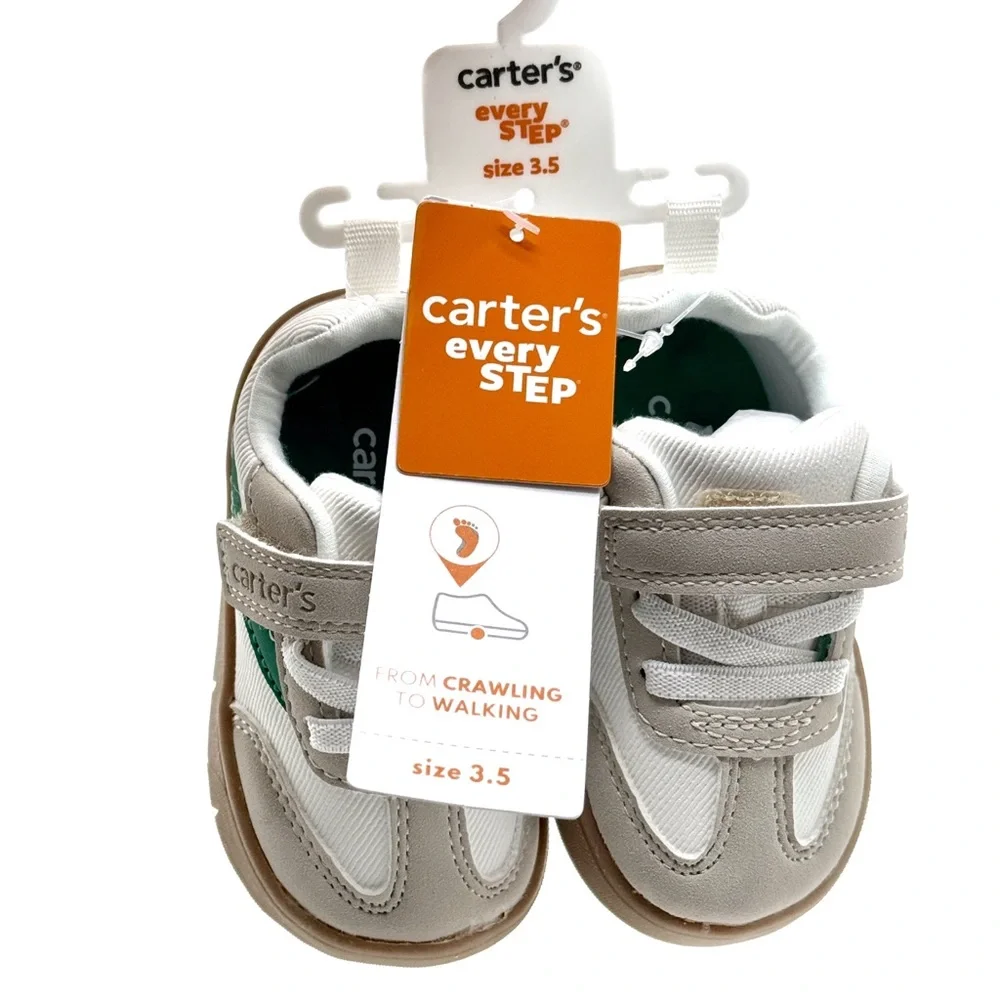 Carter's Every Step Cairo BP Toddler Casual Sneakers White Khaki Size 3.5